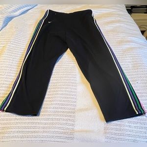 Victoria Secret Pink black capri leggings with stripes on side